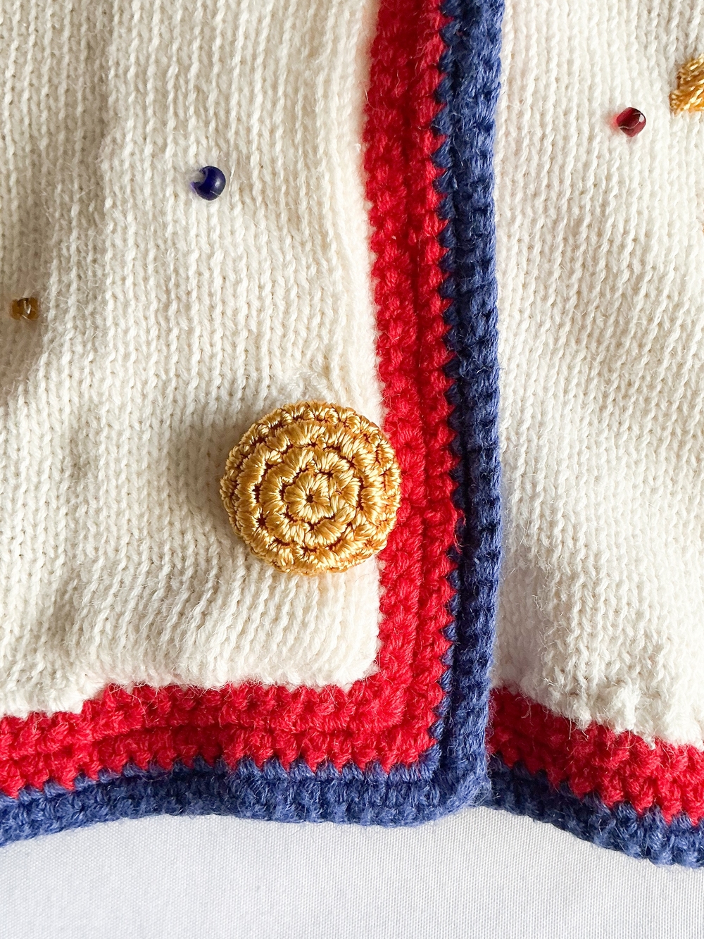 Michael Simon Vintage 1994 Womens American Flag White Maximalist Sweater Size 2 - Picture 6 of 11